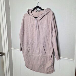 ALLSAINTS Pink Xonda Long Sleeve Cotton Hoodie Dress